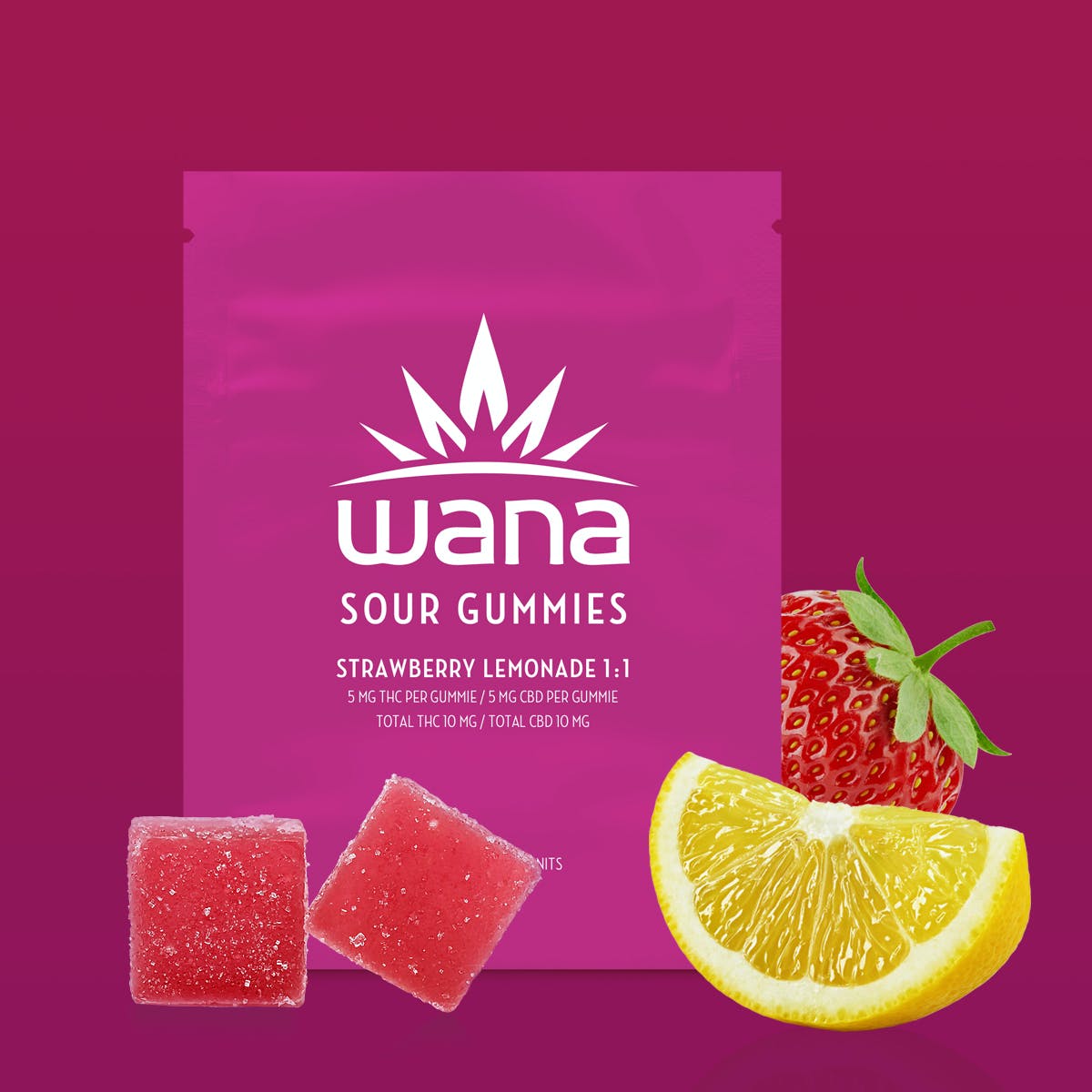Wana Sour Gummies Strawberry Lemonade 1:1